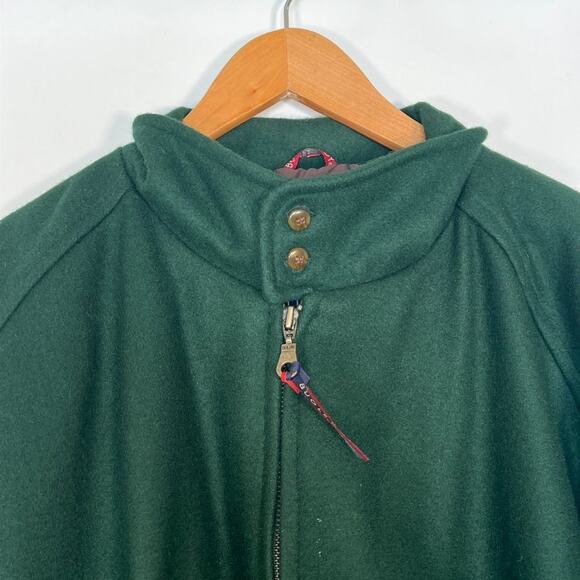 Vintage 90's Bugle Boy Outerwear Hunter Green Wool Varsity Bomber Jacket Coat - Picture 5 of 13